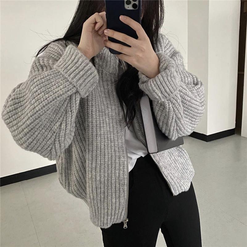 All-Match Retro Gray Lazy Cardigan Sweater Coat