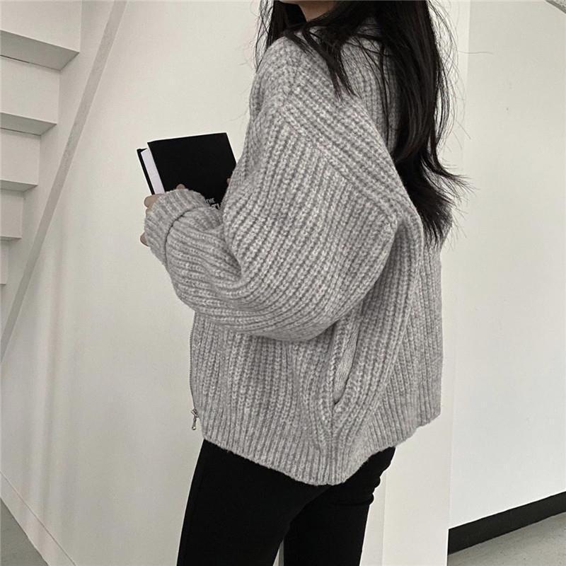 All-Match Retro Gray Lazy Cardigan Sweater Coat