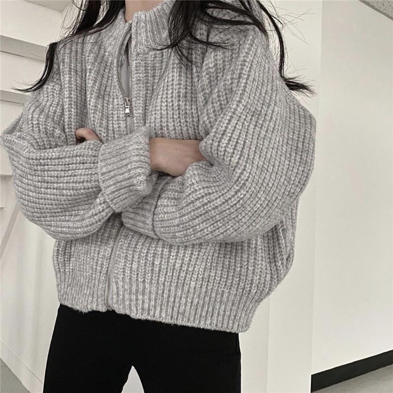 All-Match Retro Gray Lazy Cardigan Sweater Coat