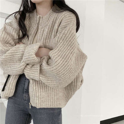 All-Match Retro Gray Lazy Cardigan Sweater Coat