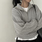 Zipper Casual Long Sleeved Pullover Top For Women
