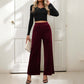 Casual Retro Style Solid Color Draping Effect Velvet Wide-leg Pants