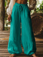 Fashion Casual Loose Artistic Pocket Drawstring Elastic Waist Wide Leg Pants