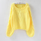 Pullover Loose Thick Line Short Puff Sleeve Sweater