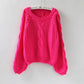 Pullover Loose Thick Line Short Puff Sleeve Sweater
