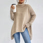 Irregular Turtleneck Sweater Winter Loose Long Sleeve Knitted Tops Leisure Warm Pullover Sweater Women&