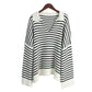 Striped Long Sleeve Loose Pullover Sweater For Women