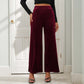 Casual Retro Style Solid Color Draping Effect Velvet Wide-leg Pants