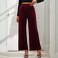 Casual Retro Style Solid Color Draping Effect Velvet Wide-leg Pants