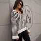 Striped Long Sleeve Loose Pullover Sweater For Women
