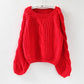 Pullover Loose Thick Line Short Puff Sleeve Sweater