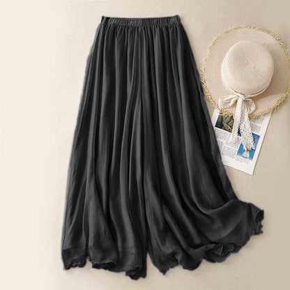 Tight Waist Cotton Linen Wide Leg Pants Loose And Elegant