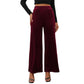 Casual Retro Style Solid Color Draping Effect Velvet Wide-leg Pants
