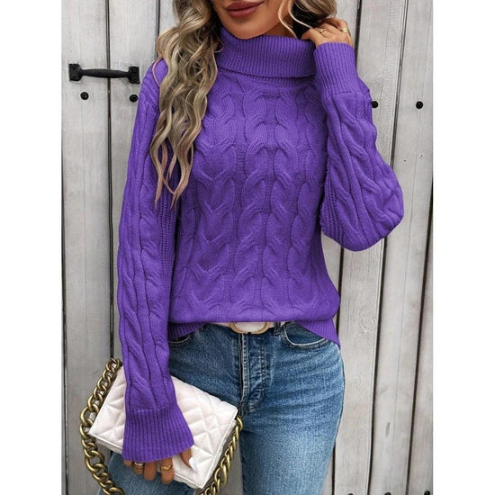 Cable-Knit Turtleneck Sweater.