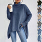 Irregular Turtleneck Sweater Winter Loose Long Sleeve Knitted Tops Leisure Warm Pullover Sweater Women&