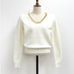 Chic V-neck Chain Pullover Sweater For Women