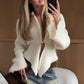 Elegant Irregular Hem Cardigan Sweater For Women Knitted Long Sleeve V Neck Trendy Open Front Sweaters