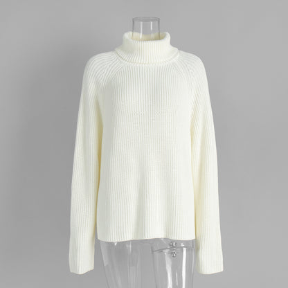 White Pullover Loose Sweater For Women