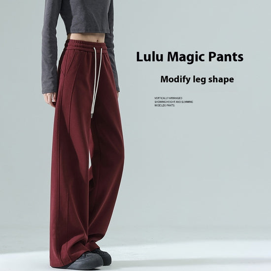 Casual High Waist Straight Wide-leg Pants Girl