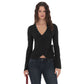 New Deep V-neck Cross-front Tie Lace Trim Top