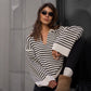 Striped Long Sleeve Loose Pullover Sweater For Women